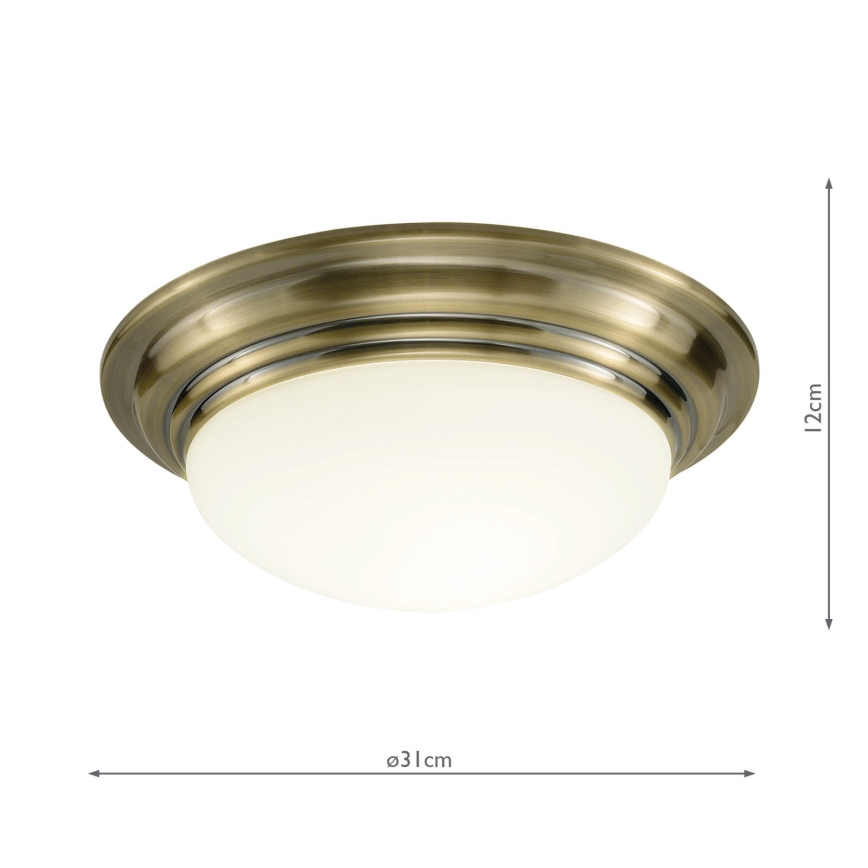 Där Lighting BAR5275 - Vonios kambario lubinis šviestuvas BARCLAY, 1xE27/60W/230V, skersmuo 31 cm, žalvario apdaila
