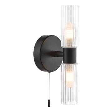 Där Lighting BOL0922 - Vonios kambario sieninis šviestuvas BOLTON 2xG9/5W/230V IP44 juoda