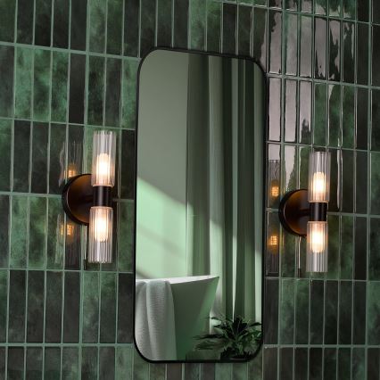 Där Lighting BOL0922 - Vonios kambario sieninis šviestuvas BOLTON 2xG9/5W/230V IP44 juoda