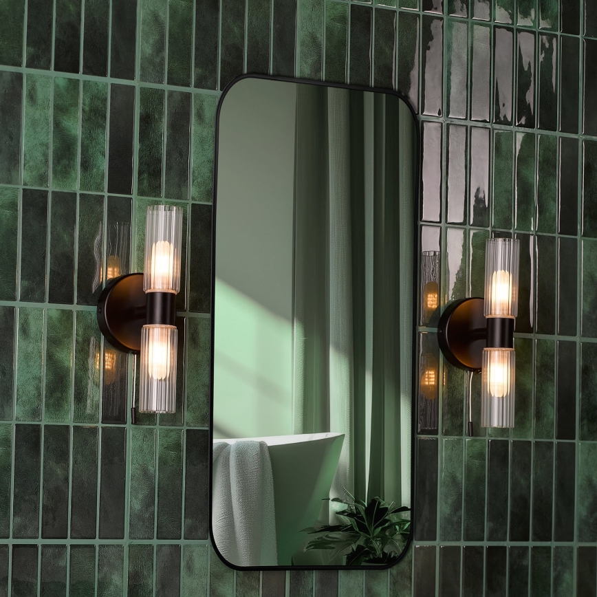 Där Lighting BOL0922 - Vonios kambario sieninis šviestuvas BOLTON 2xG9/5W/230V IP44 juoda