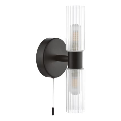 Där Lighting BOL0922 - Vonios kambario sieninis šviestuvas BOLTON 2xG9/5W/230V IP44 juoda