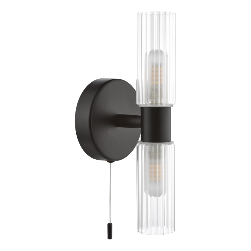 Där Lighting BOL0922 - Vonios kambario sieninis šviestuvas BOLTON 2xG9/5W/230V IP44 juoda