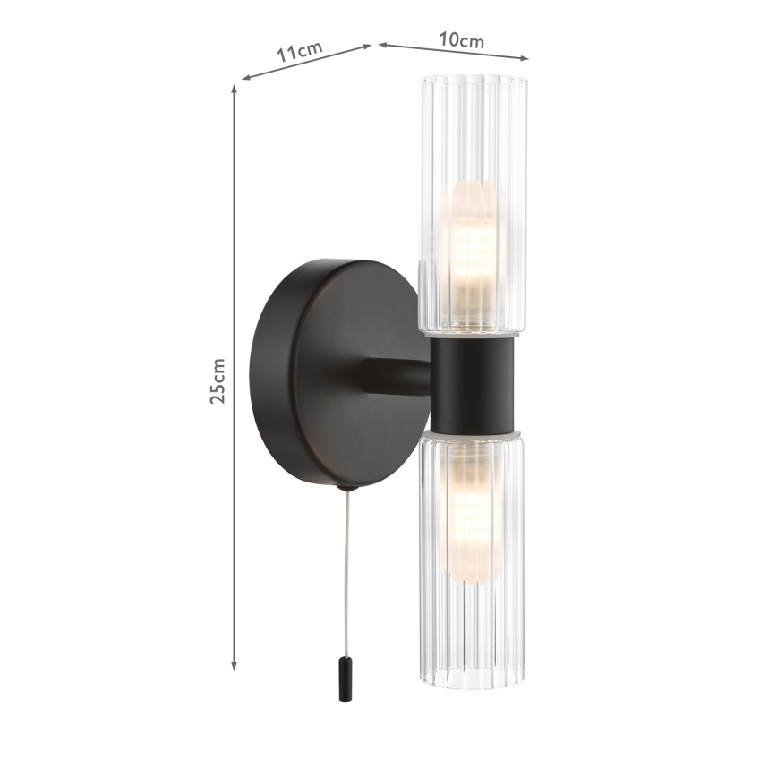 Där Lighting BOL0922 - Vonios kambario sieninis šviestuvas BOLTON 2xG9/5W/230V IP44 juoda