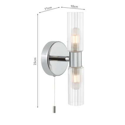 Där Lighting BOL0950 - Vonios kambario sieninis šviestuvas BOLTON 2xG9/5W/230V IP44 blizgus chromas