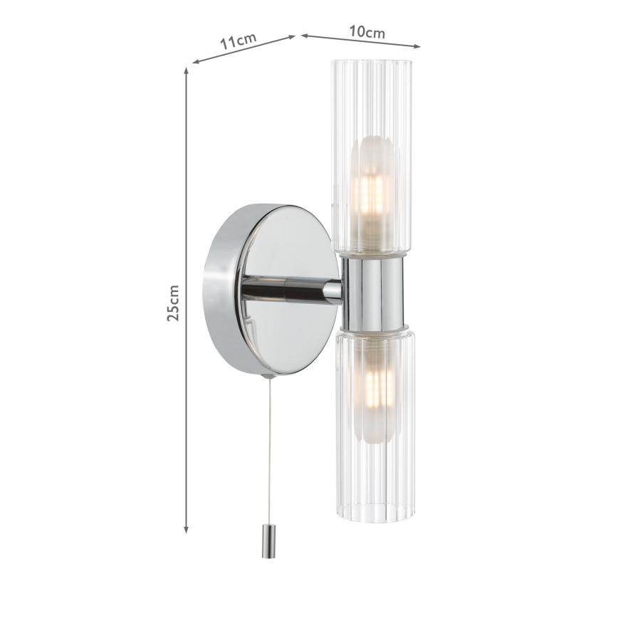 Där Lighting BOL0950 - Vonios kambario sieninis šviestuvas BOLTON 2xG9/5W/230V IP44 blizgus chromas