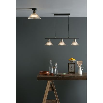 Där Lighting BOY0175 - Lubinis šviestuvas BOYD 1xE27/60W/230V Ø 25 cm, žalvarinis/skaidrus