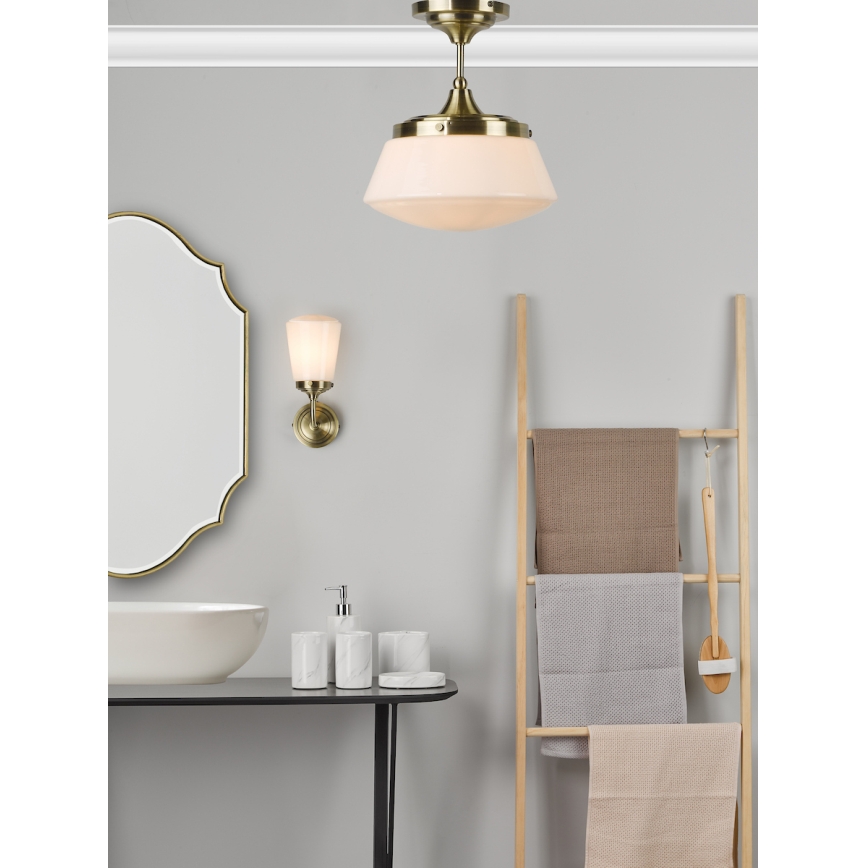 Där Lighting CAD0175 - Vonios kambario paviršinis šviestuvas CADEN 1xE27/60W/230V IP44 žalvaris
