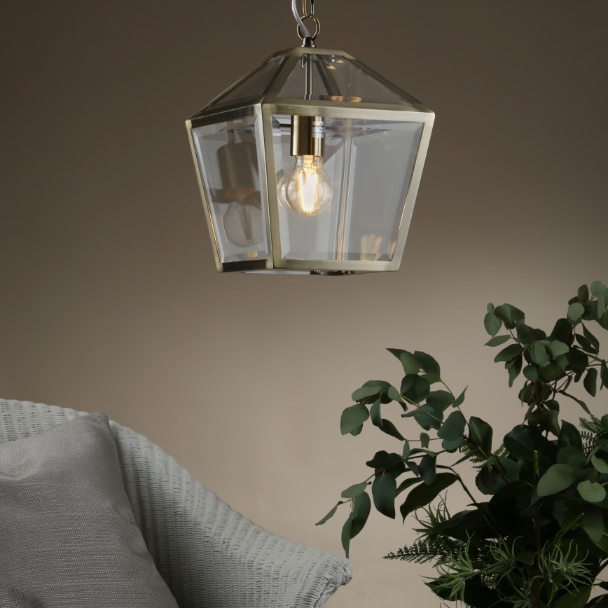 Där Lighting CHU0175 - pakabinama liustra CHURCHILL su grandine 1xE27/60W/230V, žalvaris