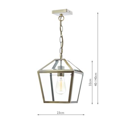 Där Lighting CHU0175 - pakabinama liustra CHURCHILL su grandine 1xE27/60W/230V, žalvaris