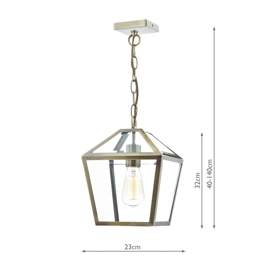 Där Lighting CHU0175 - pakabinama liustra CHURCHILL su grandine 1xE27/60W/230V, žalvaris