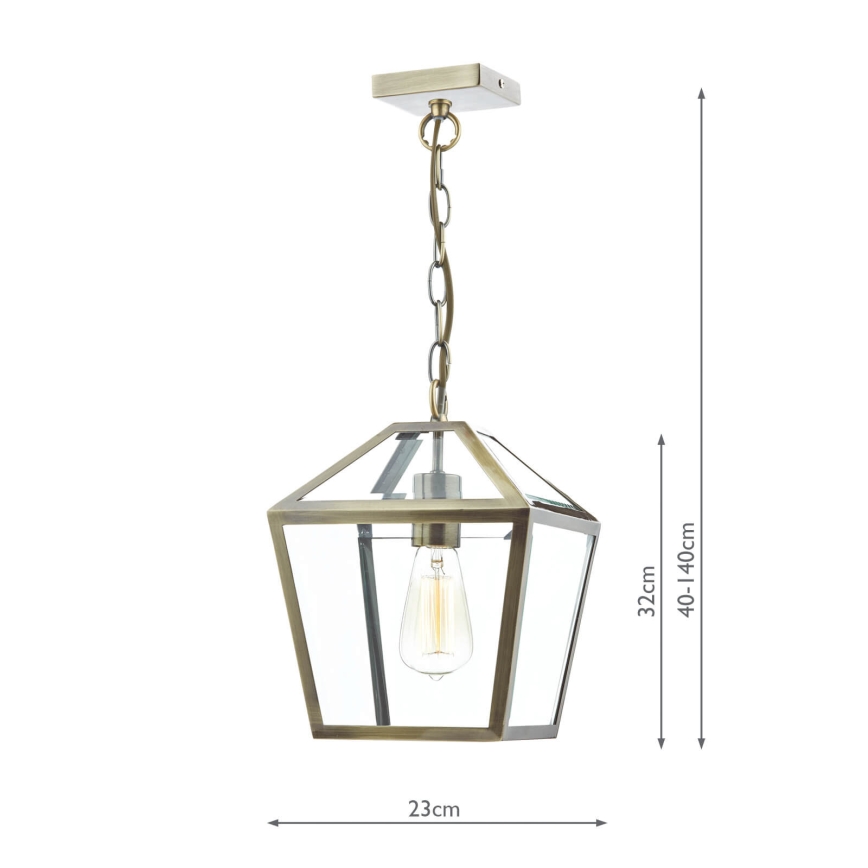 Där Lighting CHU0175 - pakabinama liustra CHURCHILL su grandine 1xE27/60W/230V, žalvaris