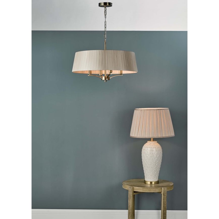 Där Lighting CRI0429 - Pakabinama liustra CRISTIN ant grandinės 4xE14/40W/230V žalvaris/taupe