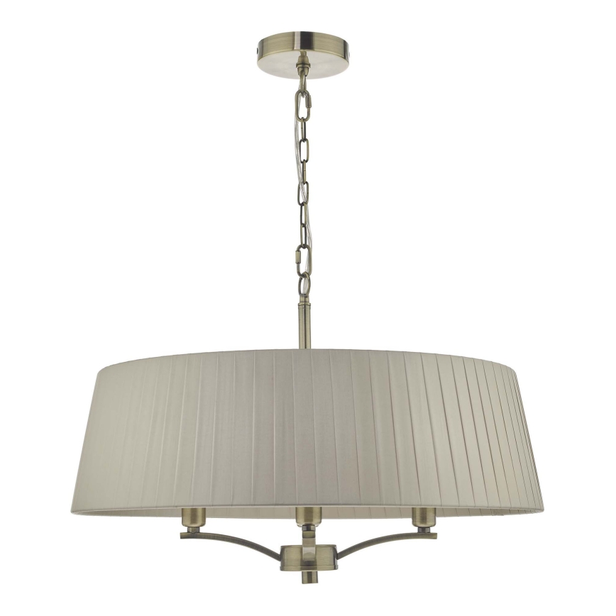 Där Lighting CRI0429 - Pakabinama liustra CRISTIN ant grandinės 4xE14/40W/230V žalvaris/taupe