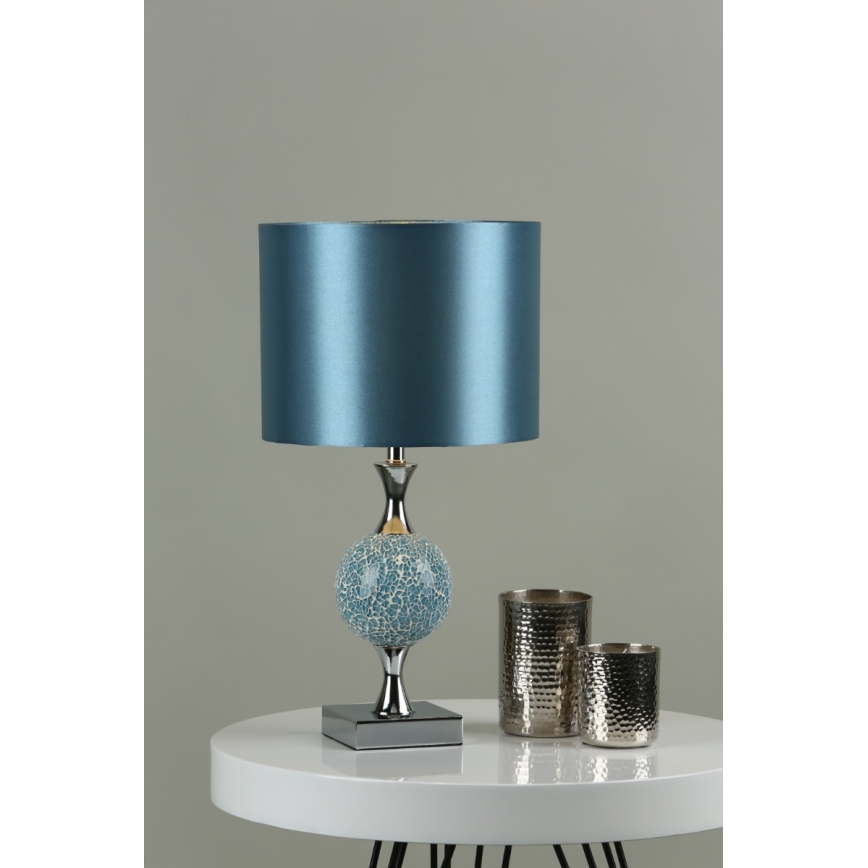 Där Lighting ELS4223 - Stalinė lempa ELSA 1xE27/40W/230V mėlyna/blizgus chromas
