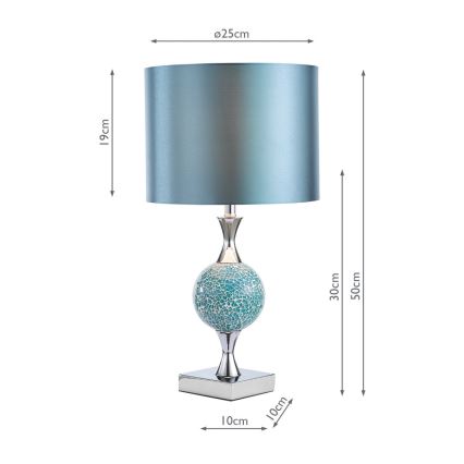 Där Lighting ELS4223 - Stalinė lempa ELSA 1xE27/40W/230V mėlyna/blizgus chromas