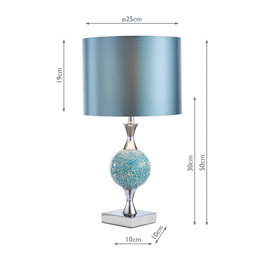 Där Lighting ELS4223 - Stalinė lempa ELSA 1xE27/40W/230V mėlyna/blizgus chromas