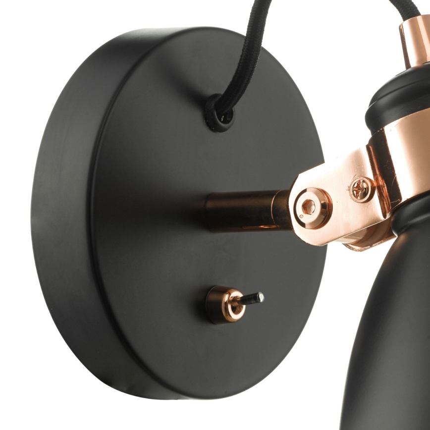 Där Lighting FRE0722 - Sieninis taškinis šviestuvas FREDERICK 1xE14/40W/230V juodas
