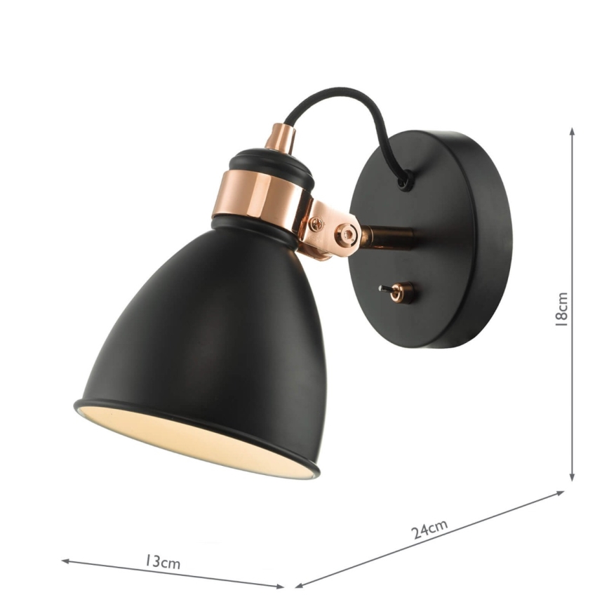 Där Lighting FRE0722 - Sieninis taškinis šviestuvas FREDERICK 1xE14/40W/230V juodas