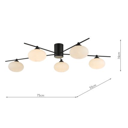Där Lighting JAS5422 - Prie lubų montuojamas šviestuvas JASPER 5xG9/25W/230V juodas