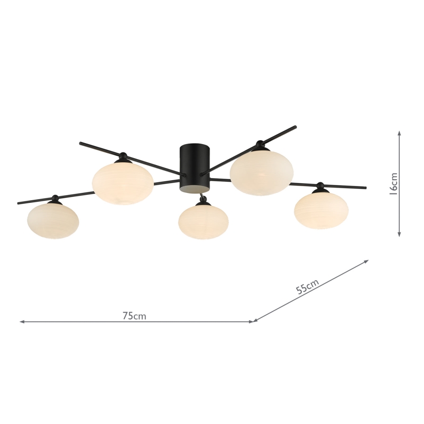 Där Lighting JAS5422 - Prie lubų montuojamas šviestuvas JASPER 5xG9/25W/230V juodas