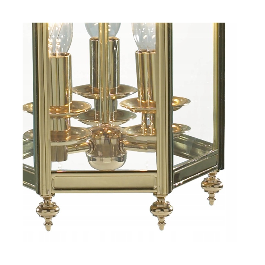 Där Lighting MOO0340 - Liustra su grandine MOORGATE 3xE14/60W/230V iš žalvario