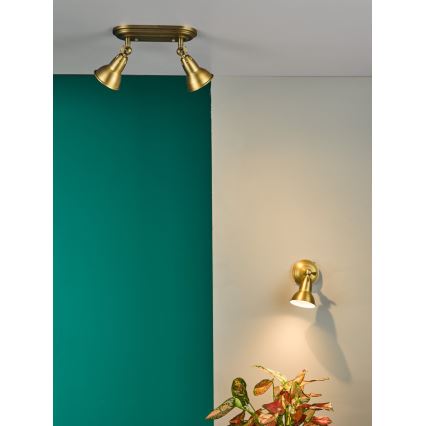 Där Lighting NAT0742 - Sieninis taškinis šviestuvas NATHANIEL 1xGU10/11W/230V žalvaris
