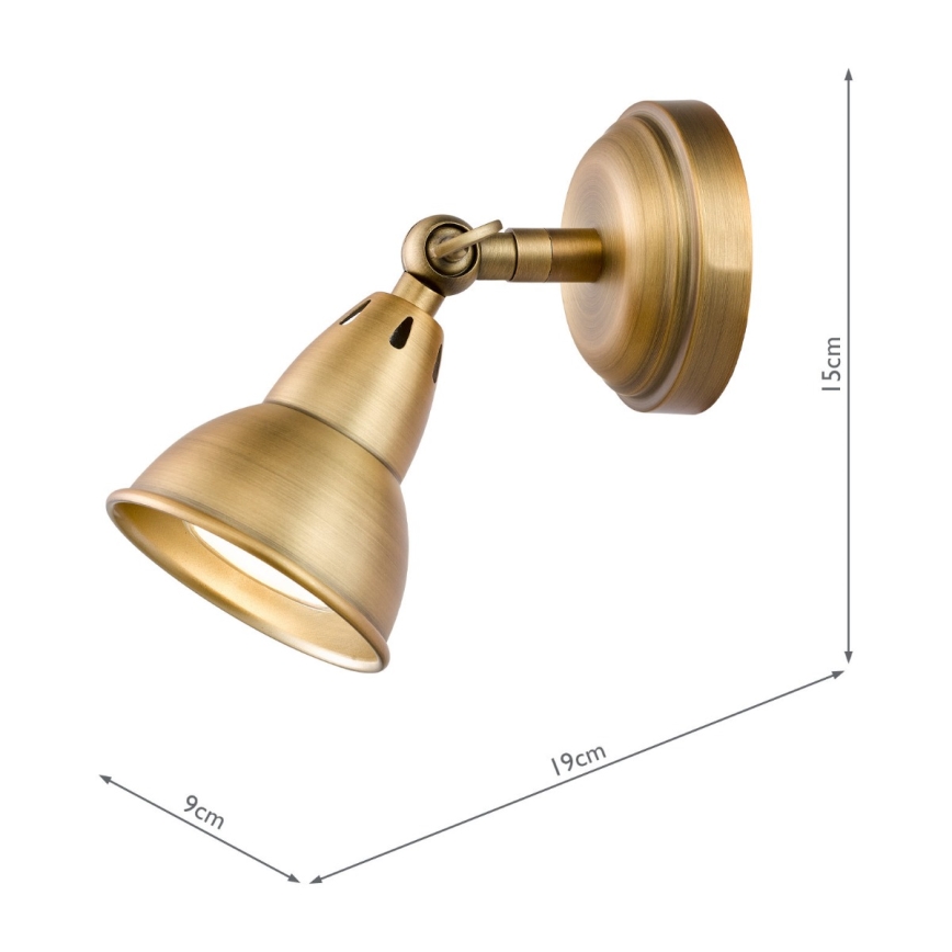 Där Lighting NAT0742 - Sieninis taškinis šviestuvas NATHANIEL 1xGU10/11W/230V žalvaris