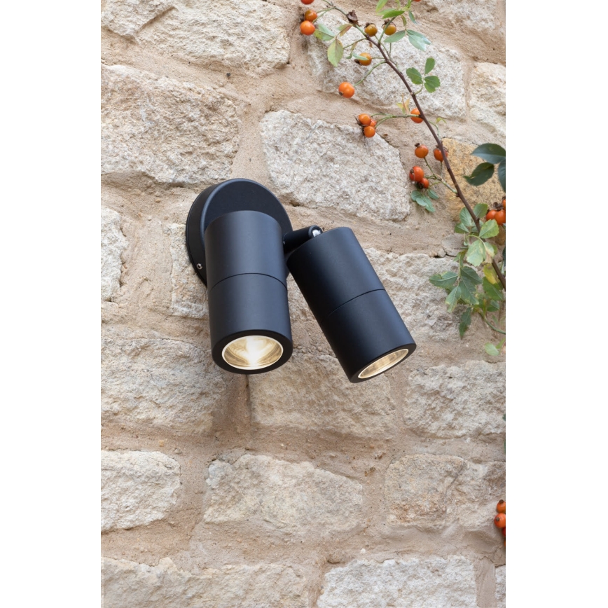 Där Lighting ORT0922 - LED lauko sieninis taškinis šviestuvas ORTEGA 2xGU10/5W/230V IP65 juoda