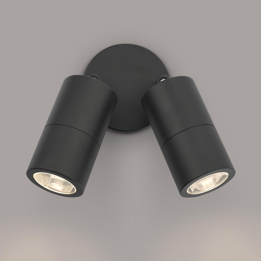 Där Lighting ORT0922 - LED lauko sieninis taškinis šviestuvas ORTEGA 2xGU10/5W/230V IP65 juoda