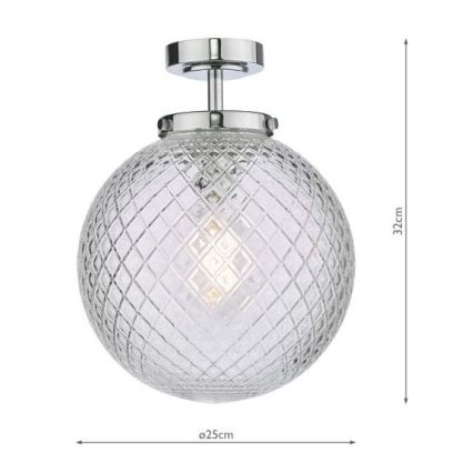 Där Lighting WAY0150 - vonios kambario lubinis šviestuvas WAYNE 1xE27/40W/230V IP44 skersmuo 25 cm blizgus chromas