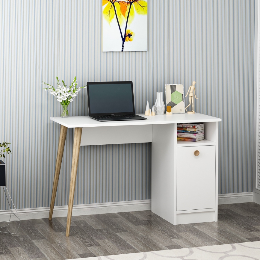 Darbo stalas CANNAS 110x74 cm balta/ruda