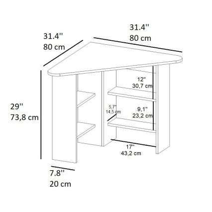 Darbo stalas CORNER 73,8x80 cm ruda