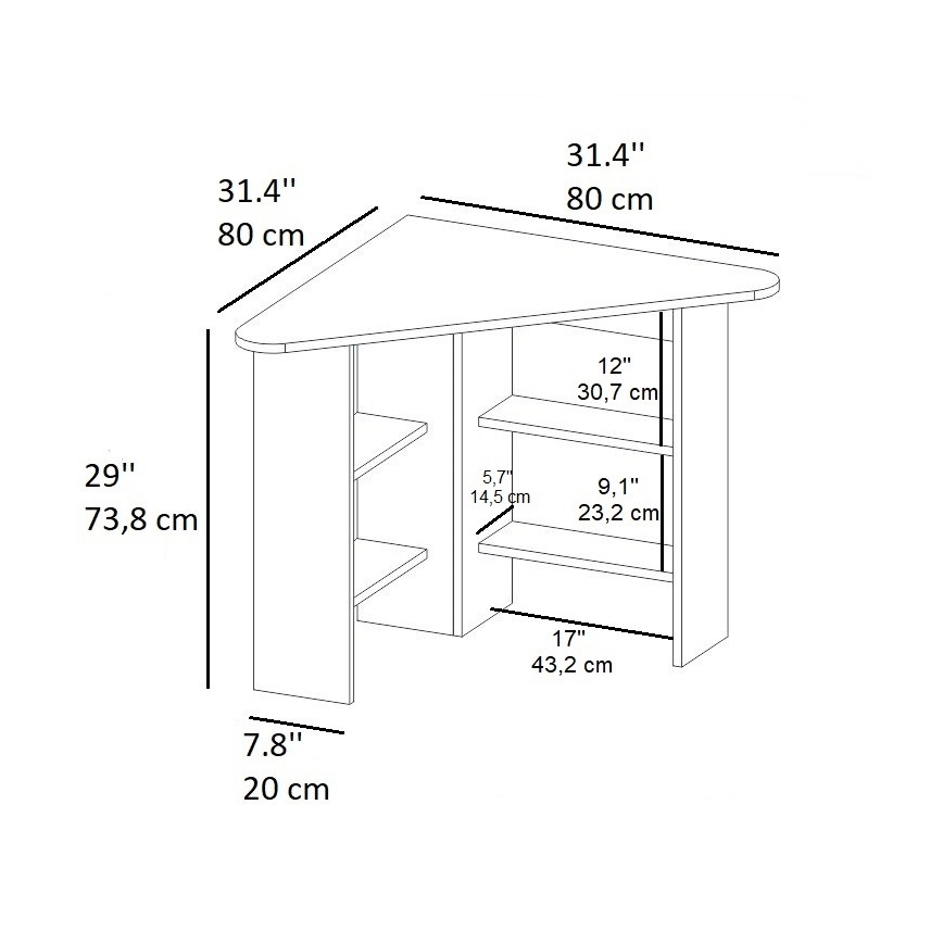 Darbo stalas CORNER 73,8x80 cm ruda