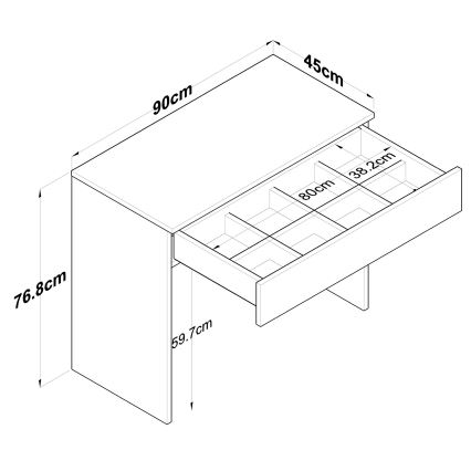 Darbo stalas RANI 90x76,8 cm baltas