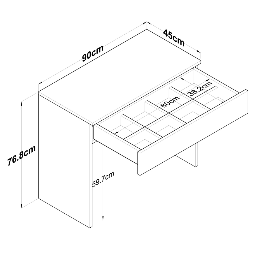 Darbo stalas RANI 90x76,8 cm baltas