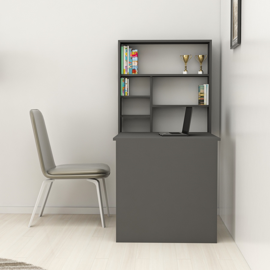 Darbo stalas su lentyna SEDIR 154,2x90 cm antracito spalvos