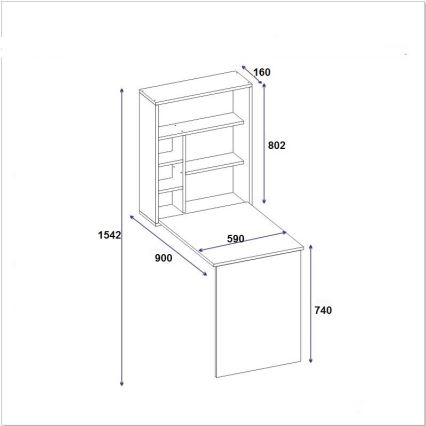 Darbo stalas su lentyna SEDIR 154,2x90 cm antracito spalvos