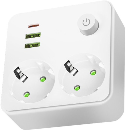 Daugiafunkcinė kištukinė juosta su jungikliu LINEA 2x230V + 3x USB A/C SCHUKO, balta