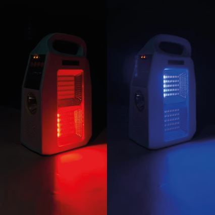 Daugiafunkcinis saulės energijos LED šviestuvas su garsiakalbiu ir išorine baterija LED/5W/7200mAh IP65