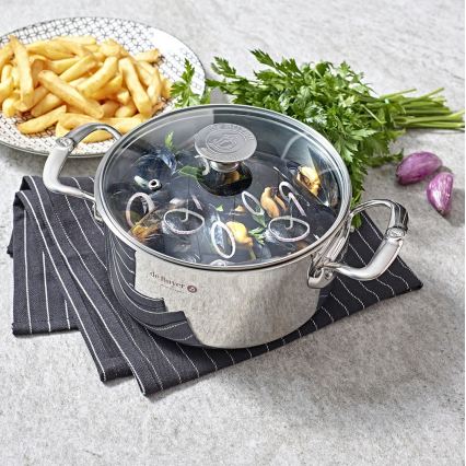 De Buyer 3427.28 - MILADY puodas su dangčiu, 28 cm, iš nerūdijančio plieno