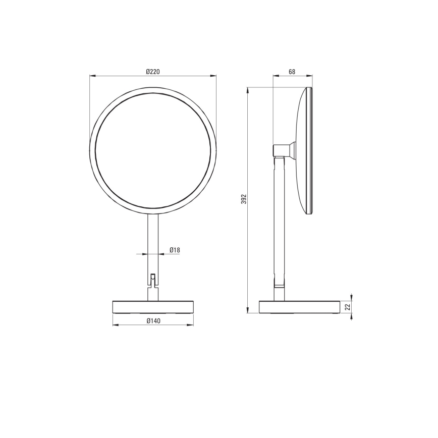 Deante ADI_Z812 - SILIA LED įkraunamas vonios kosmetinis veidrodis LED/5V 5000 mAh 2700-6500K IP44