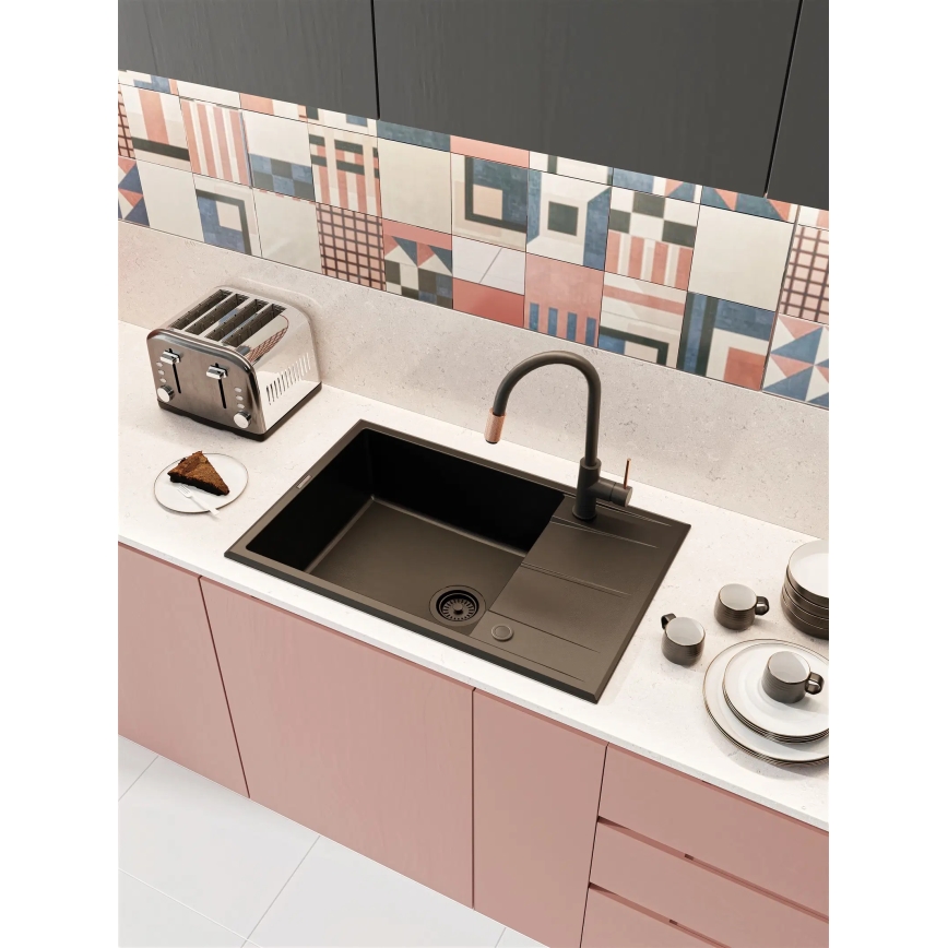 Deante BCA_B64M - Virtuvinis maišytuvas ASTER juodas/žalvarinis