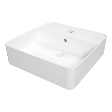 Deante CGS_6U4B - Ant stalviršio montuojama praustuvė su maišytuvo anga SQUARE 42x42 cm keramika/balta