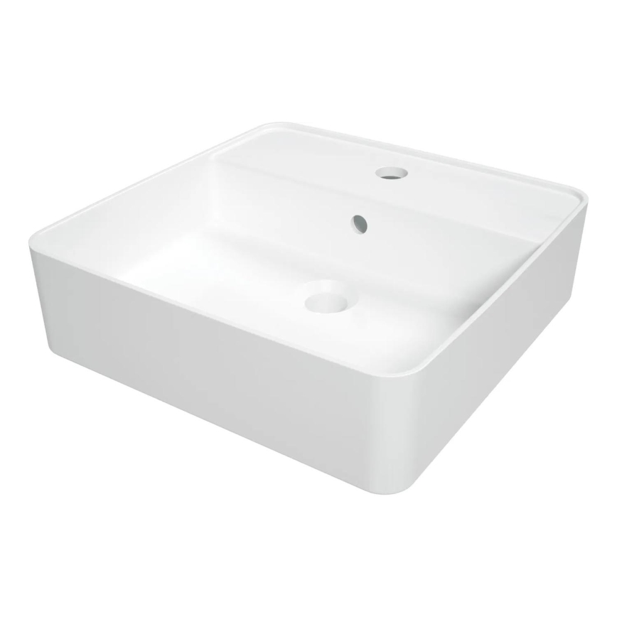 Deante CGS_6U4B - Pastatomas praustuvas su čiaupo skyle SQUARE 42x42 cm keramika/balta