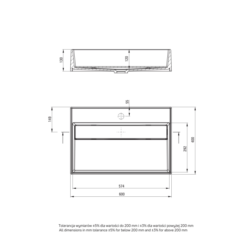 Deante CQR_SU6M - Pastatomas praustuvas CORREO 40x60cm granito/metalinė pilka
