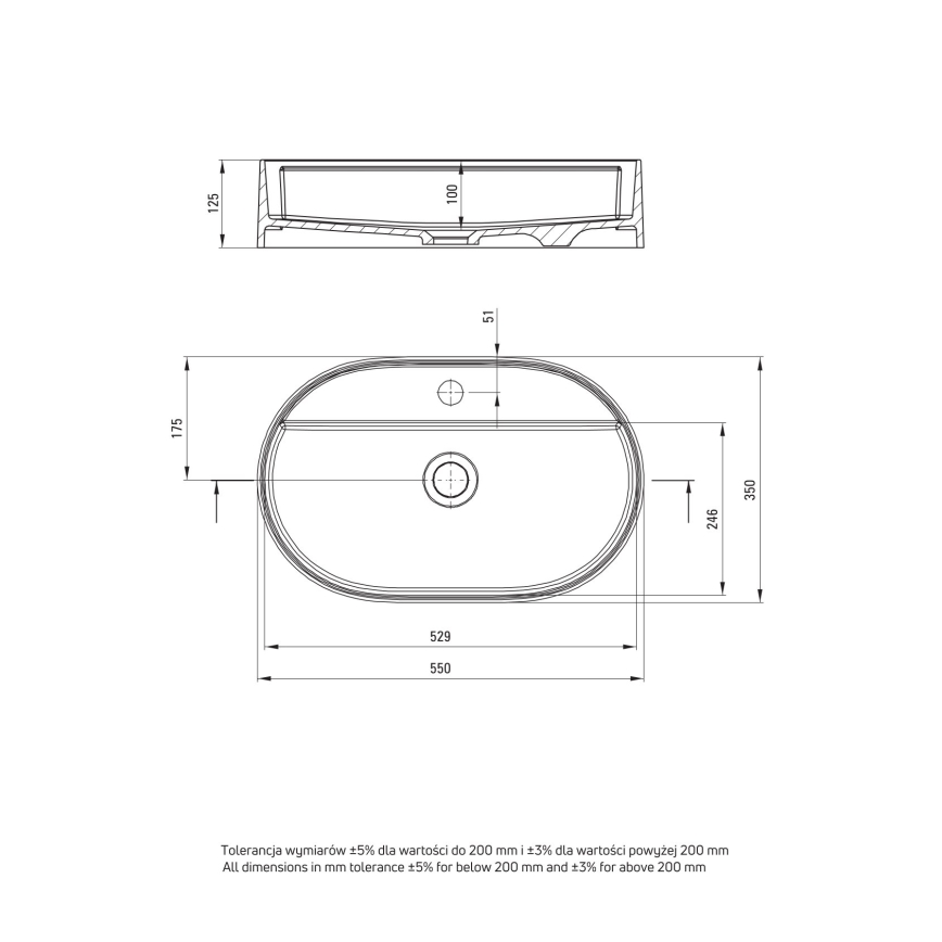Deante CQS_5U6B - Pastatomas praustuvas su čiaupo skyle SILIA 35x55 cm granito/smėlio spalva