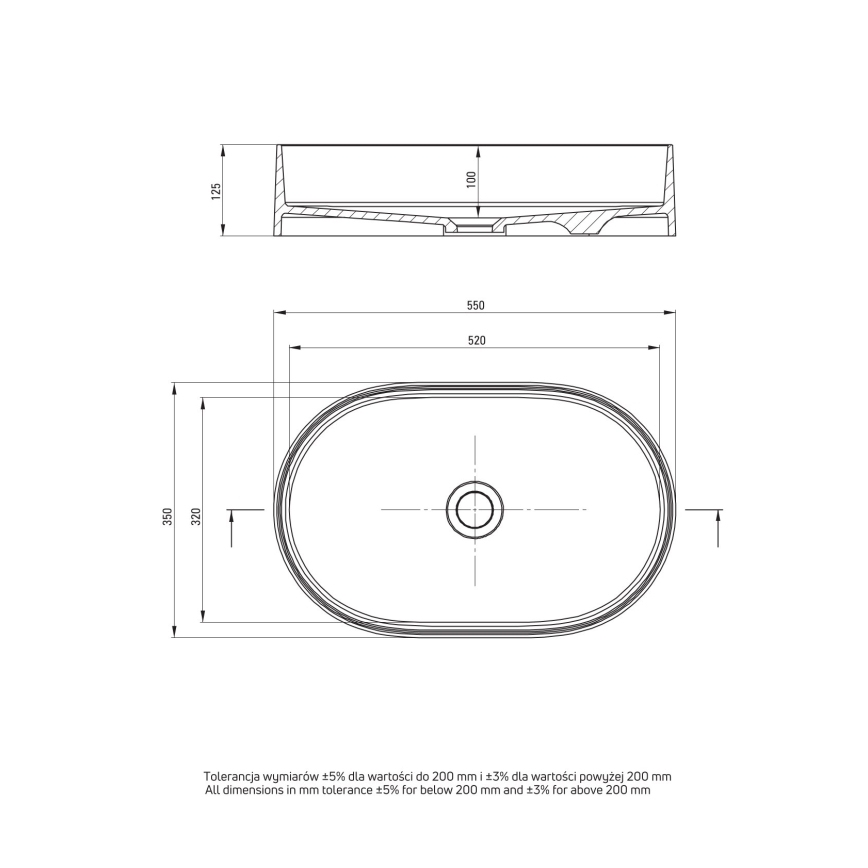 Deante CQS_5U6S - Ant stalviršio montuojama praustuvas SILIA 35x55 cm granitas/šviesiai ruda