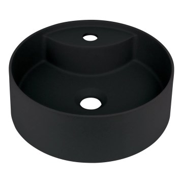 Deante CQS_NU4B - Praustuvas ant stalviršio su maišytuvo anga SILIA, skersmuo 36 cm, granitinis/juodas