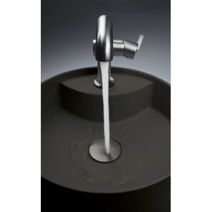 Deante CQS_NU4B - Praustuvas ant stalviršio su maišytuvo anga SILIA, skersmuo 36 cm, granitinis/juodas