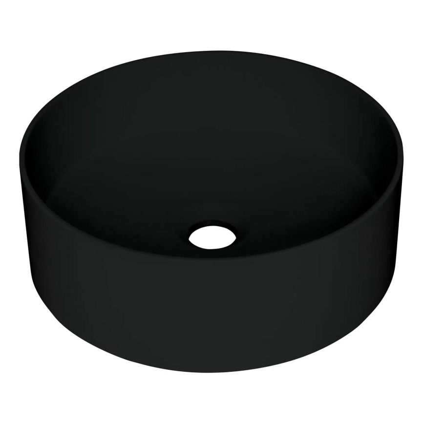 Deante CQS_NU4S - Ant stalviršio praustuvas SILIA, skersmuo 36 cm, granitas/juodas